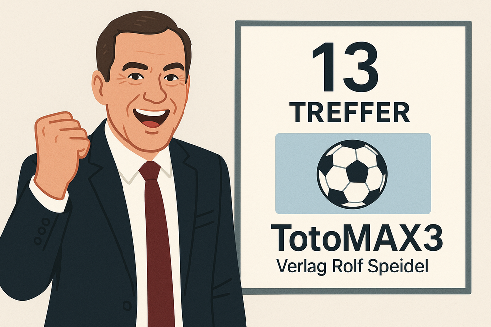Ein Totospieler jubelt weil er den 13er geholt hat