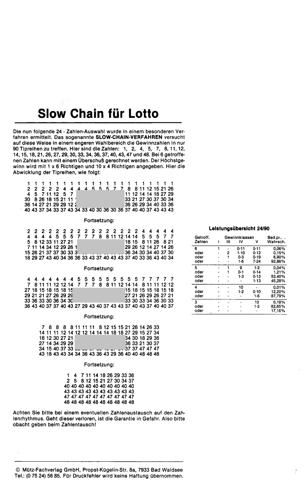 Slow Chain für Lotto - Beispiel Seite 2