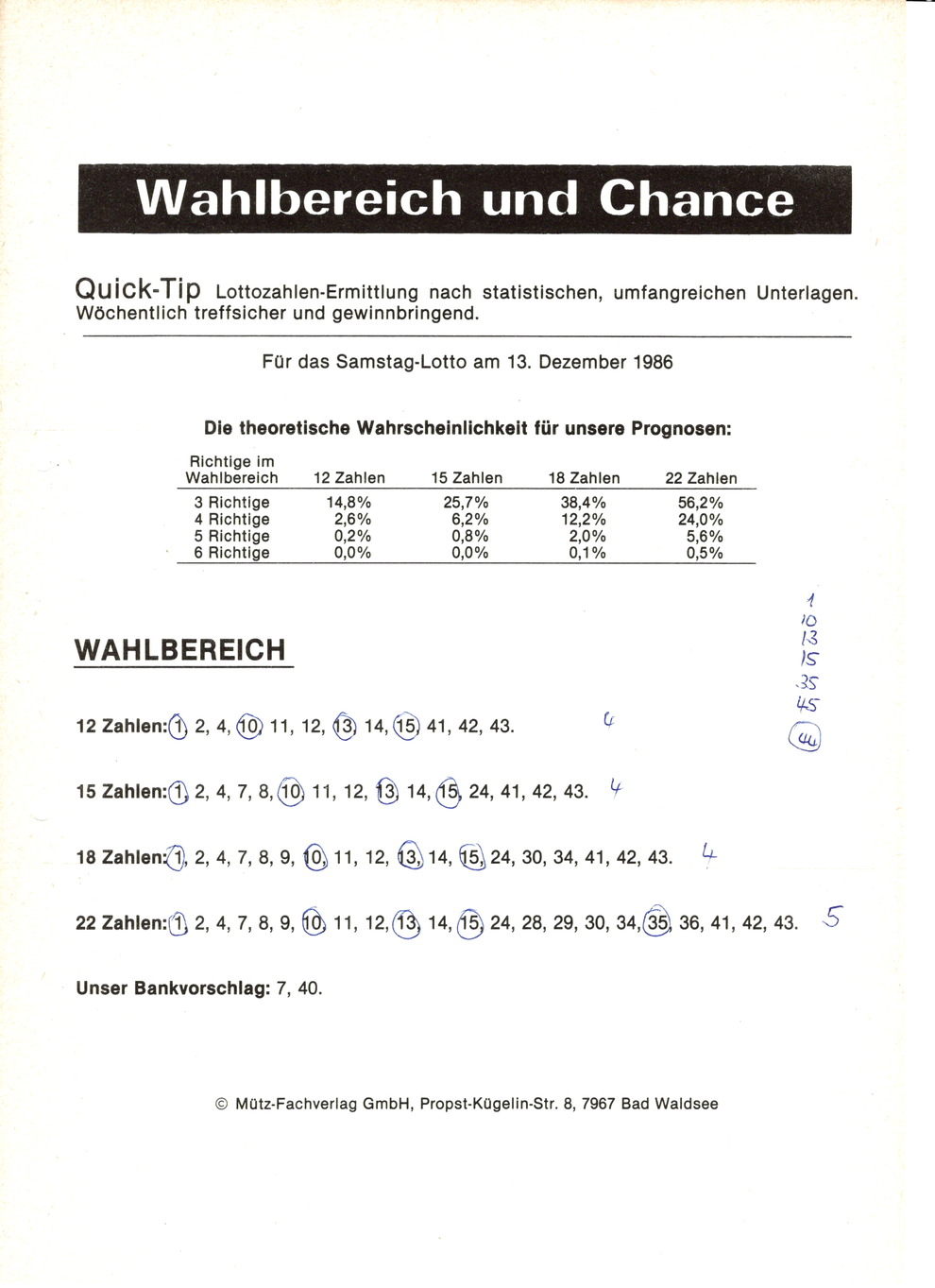 Wahlbereich und Chance - nur eine Seite