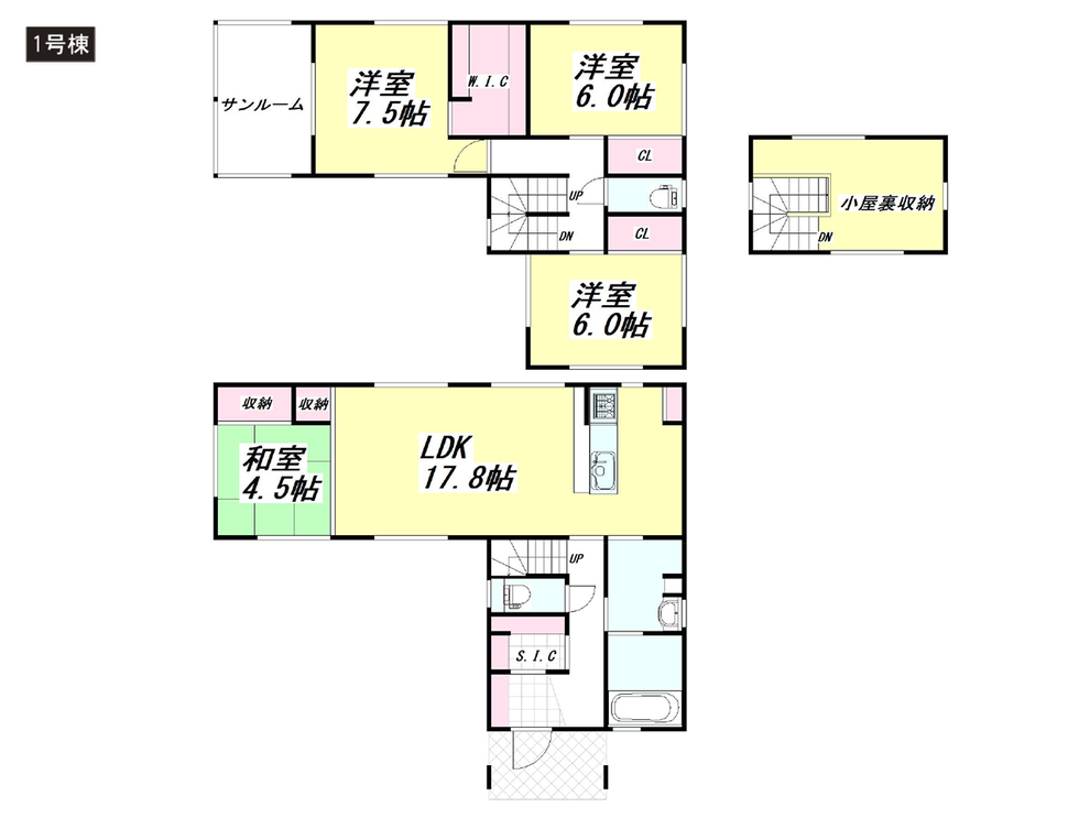 岡山市北区辛川市場の新築 一戸建て分譲住宅の間取り図