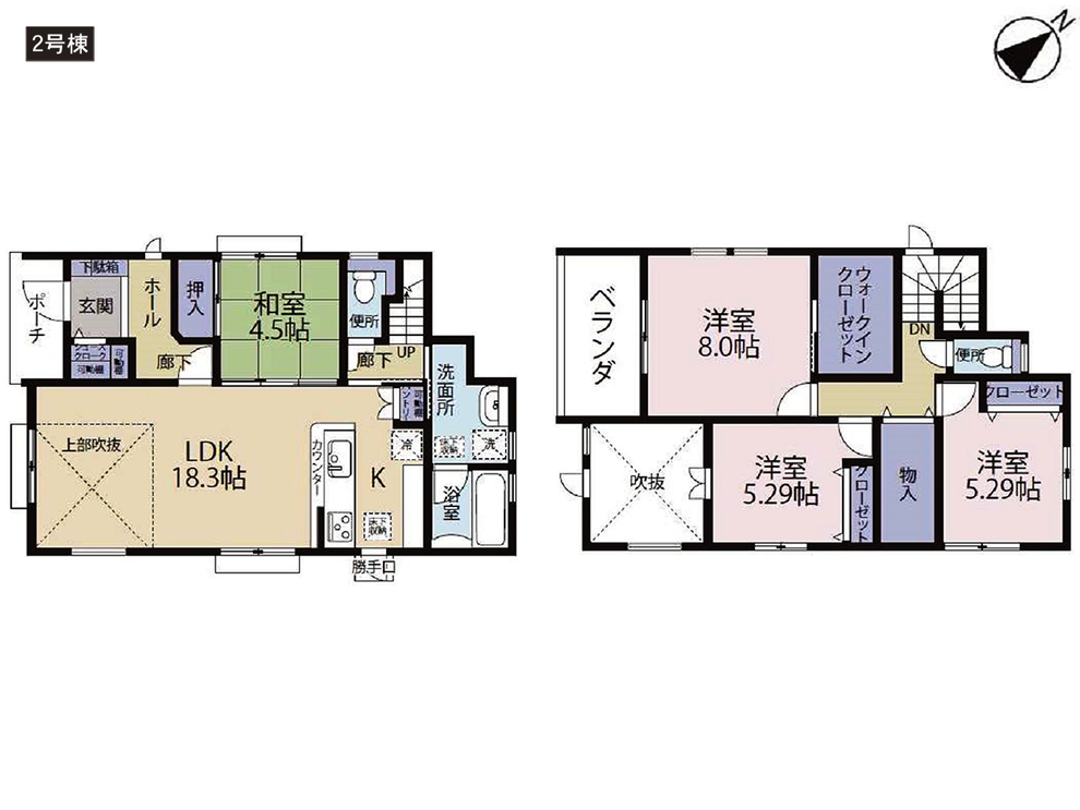 岡山市北区尾上の新築 一戸建て分譲住宅の間取り図