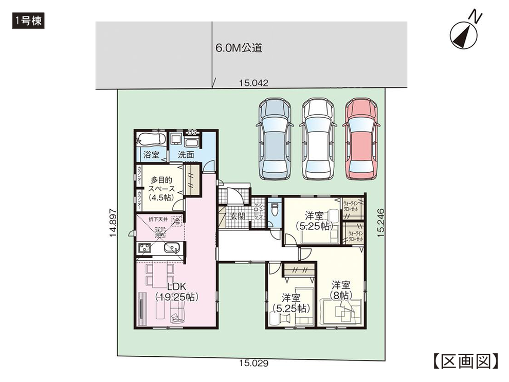 赤磐市桜が丘東の新築 一戸建て分譲住宅の間取り図