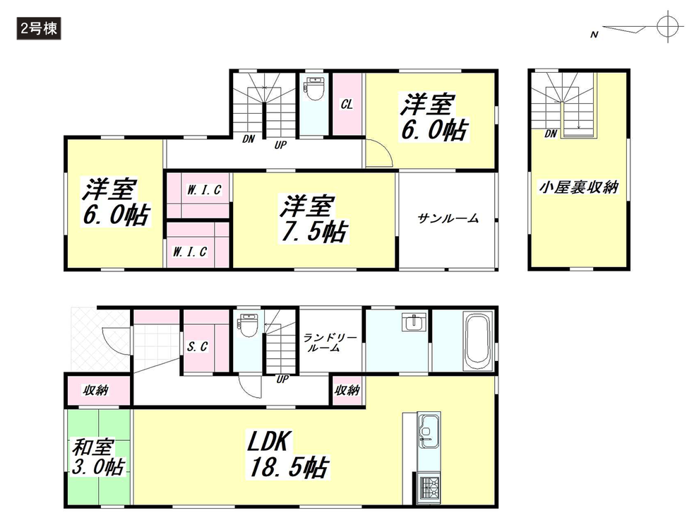 岡山市北区田中の新築 一戸建て分譲住宅の間取り図