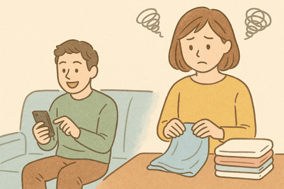 夫婦のすれ違いのイメージイラスト画像
