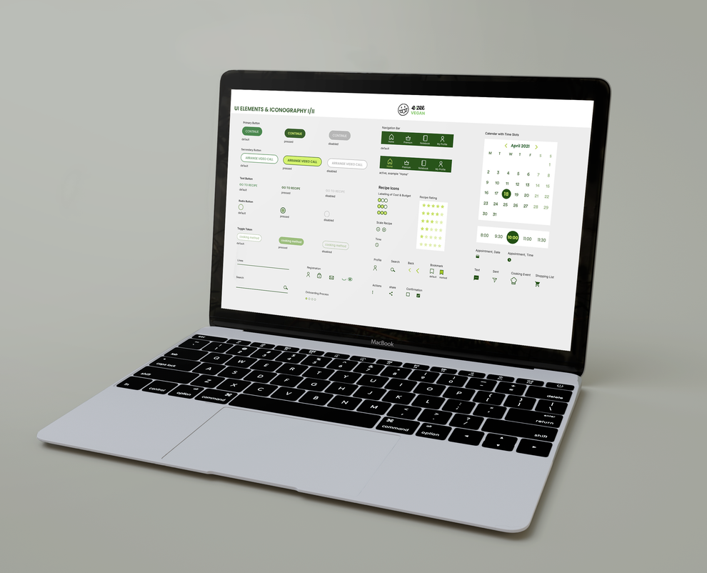 ezee Vegan UI Elemente auf dem Laptop