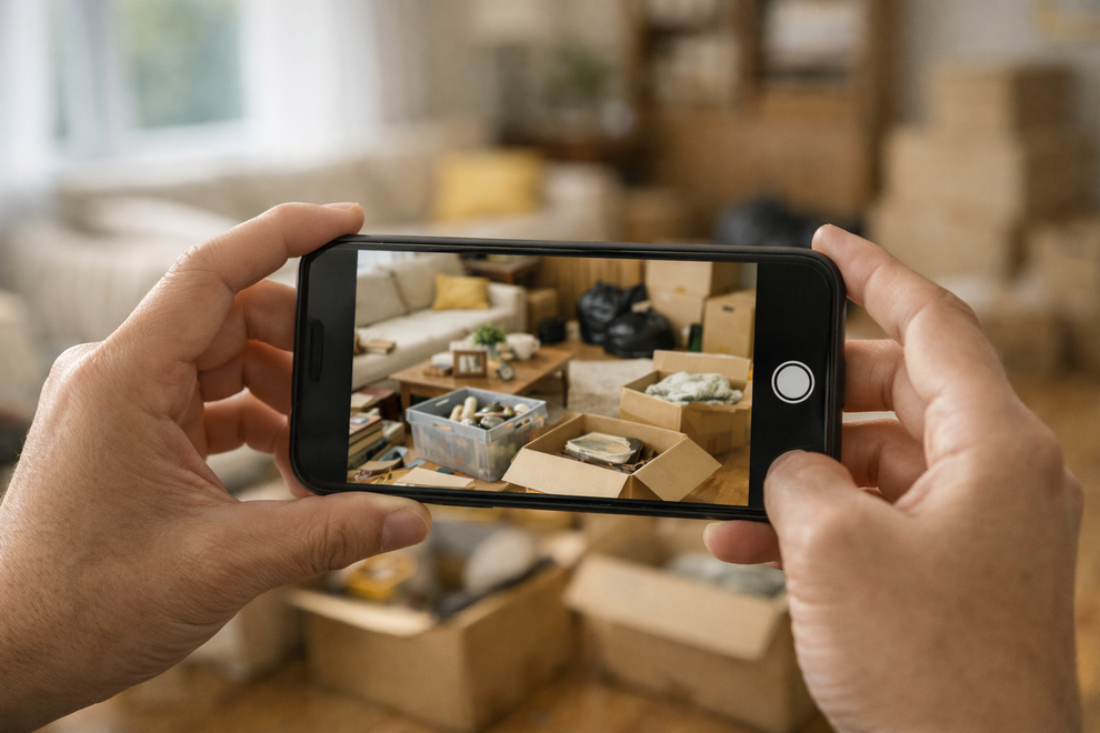 スマホで部屋の残置物を撮影