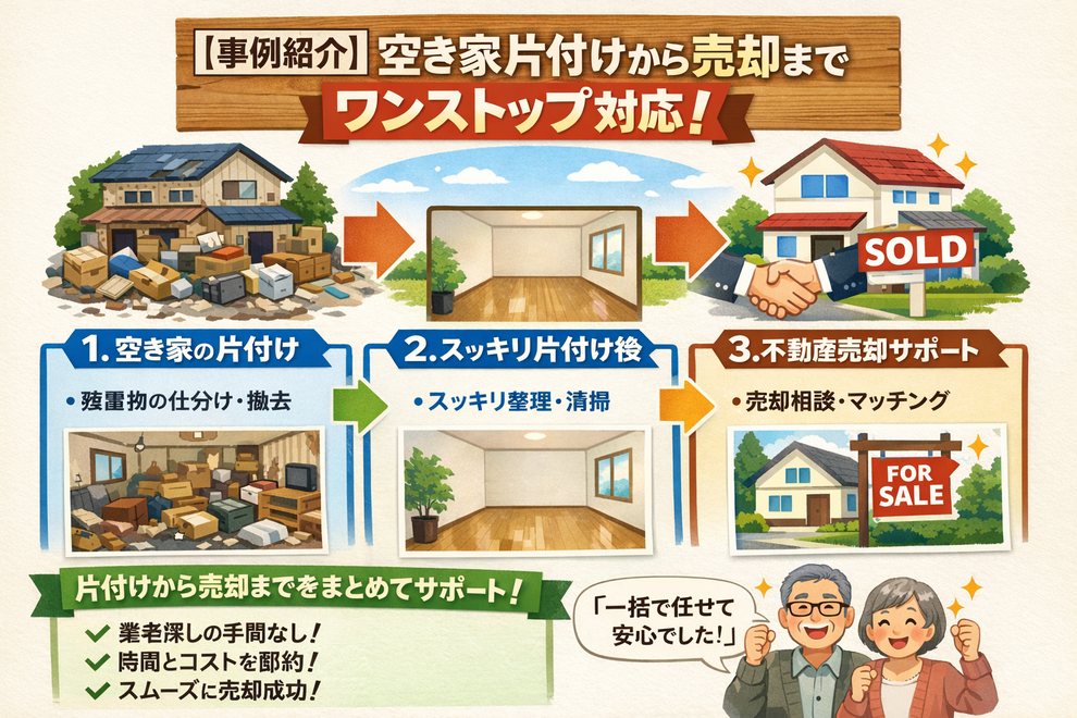 【事例紹介】空き家片付けから売却までをワンストップで行った実例