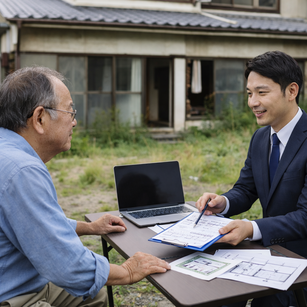 空き家と不動産相談をしているイメージ写真