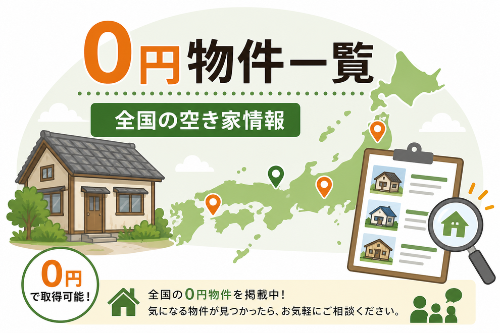 全国の空き家情報。0円物件一覧
