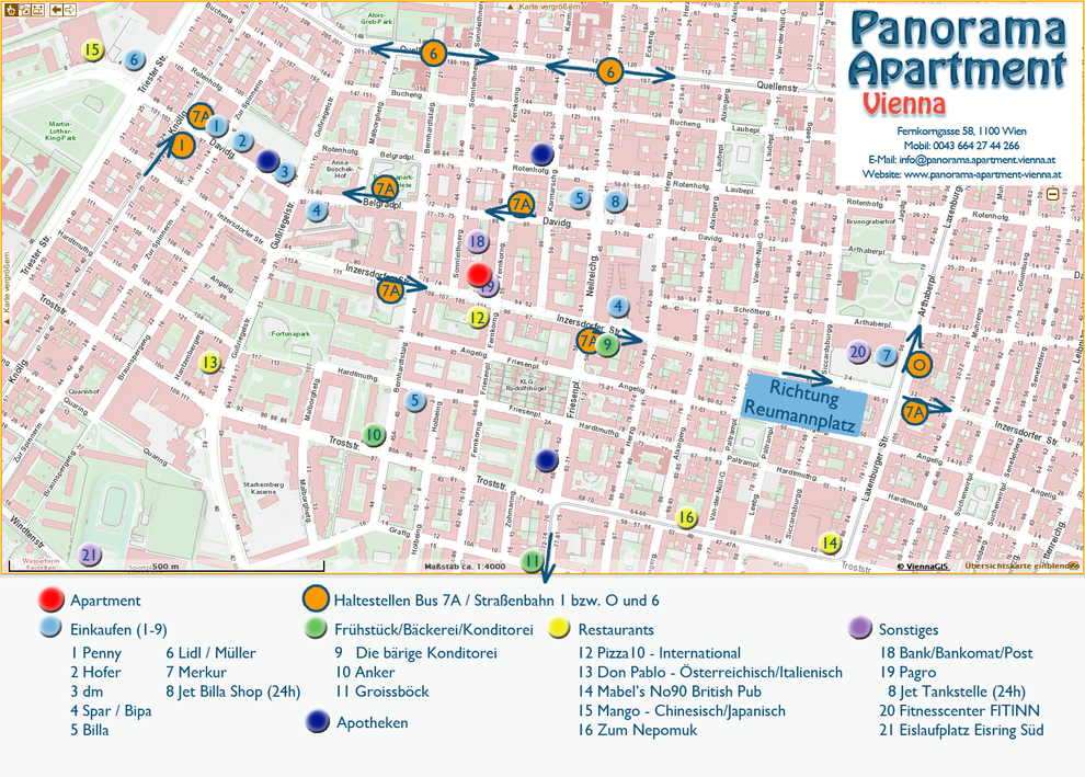 Lage des Apartments Panorama Apartment Vienna