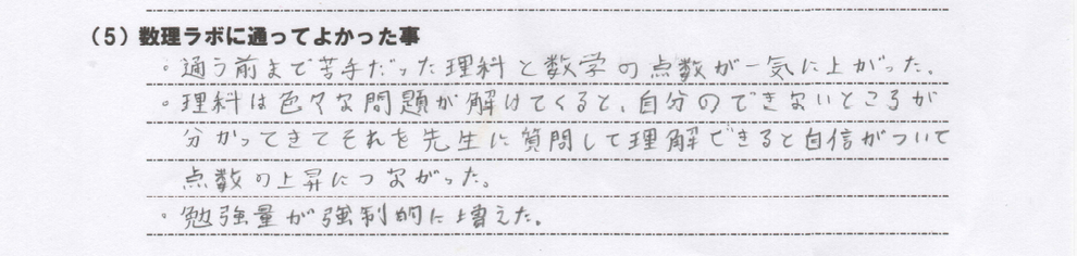 兼六中⇒北陸学院高校(特進)　合格　本人直筆