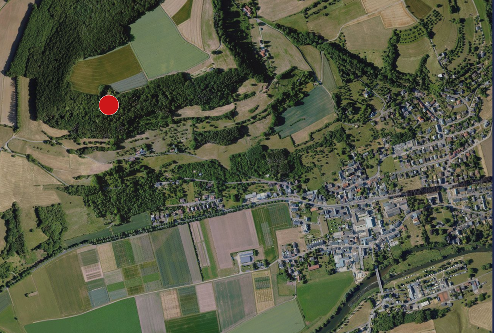 D'Lag vun der Steekaul, wou de Stee vum Fiisschen gebrach gouf.