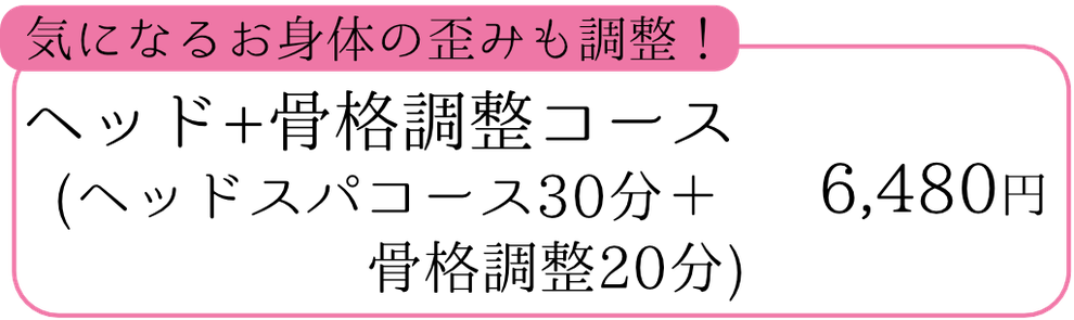 骨格調整コース(ヘッドスパコース30分＋骨格調整15分)　6,480円