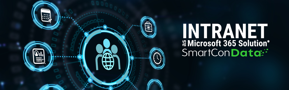 SmartConData Intranet as Microsoft 365 Solution (* Unsere Intranet-Lösung baut auf Microsoft 365 auf. Wir übernehmen jedoch keinen Microsoft-365-Vertrieb.)