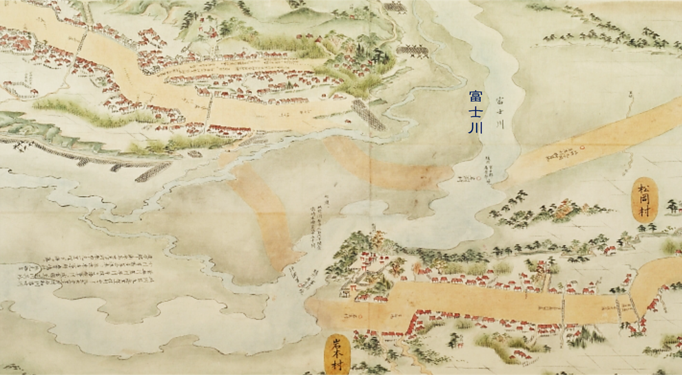 文化3年（1806年）「東海道分間延絵図」（富士川）　※東京国立博物館蔵
