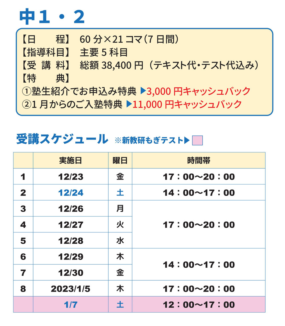 冬期講習会,平校,いわき市平,新教研もぎテスト