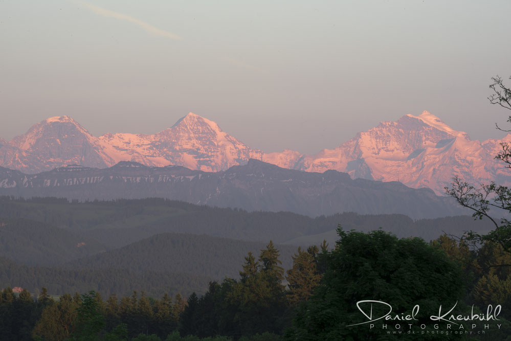 Eiger, Mönch, Jungfrau, im Abendrot, Berner Oberland, photoadventure.ch, dk-photography.ch, Photographer/Fotograf: Daniel Kneubühl