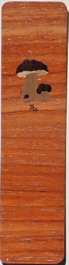 Marque-page Champignons 20x5 - Marqueterie -Atelier Eclats de bois -38 Isère