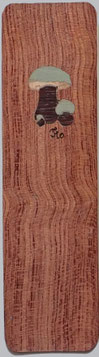 Marque-page Champignons 15x4 - Marqueterie -Atelier Eclats de bois -38 Isère