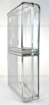 Seves Glassblock Kurvenendstein Clear 1919/8 Double End Clearview Abschlussstein Glasbausteine Glasstein Abschlussstein Glaswand Solaris Vollsicht Smooth
