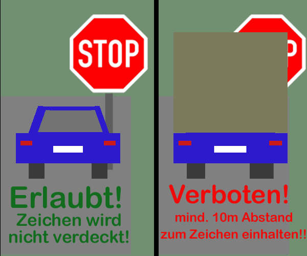 Parkverbot informationsschild mit Meter-Angabe