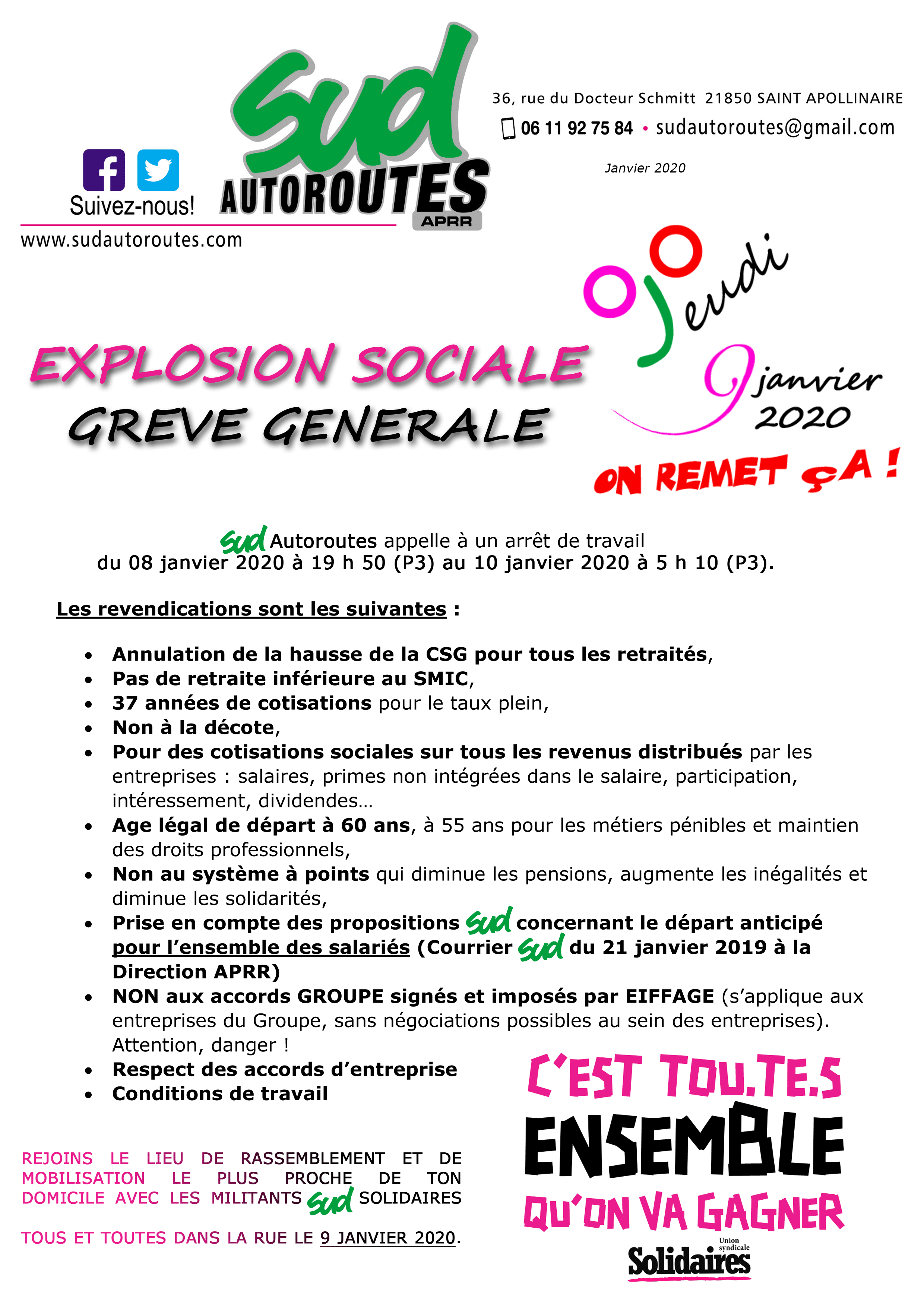 Sud Autoroutes Aprr En Greve Le 9 Janvier 2020 Site Jimdo De Syndicat Sudautoroutes