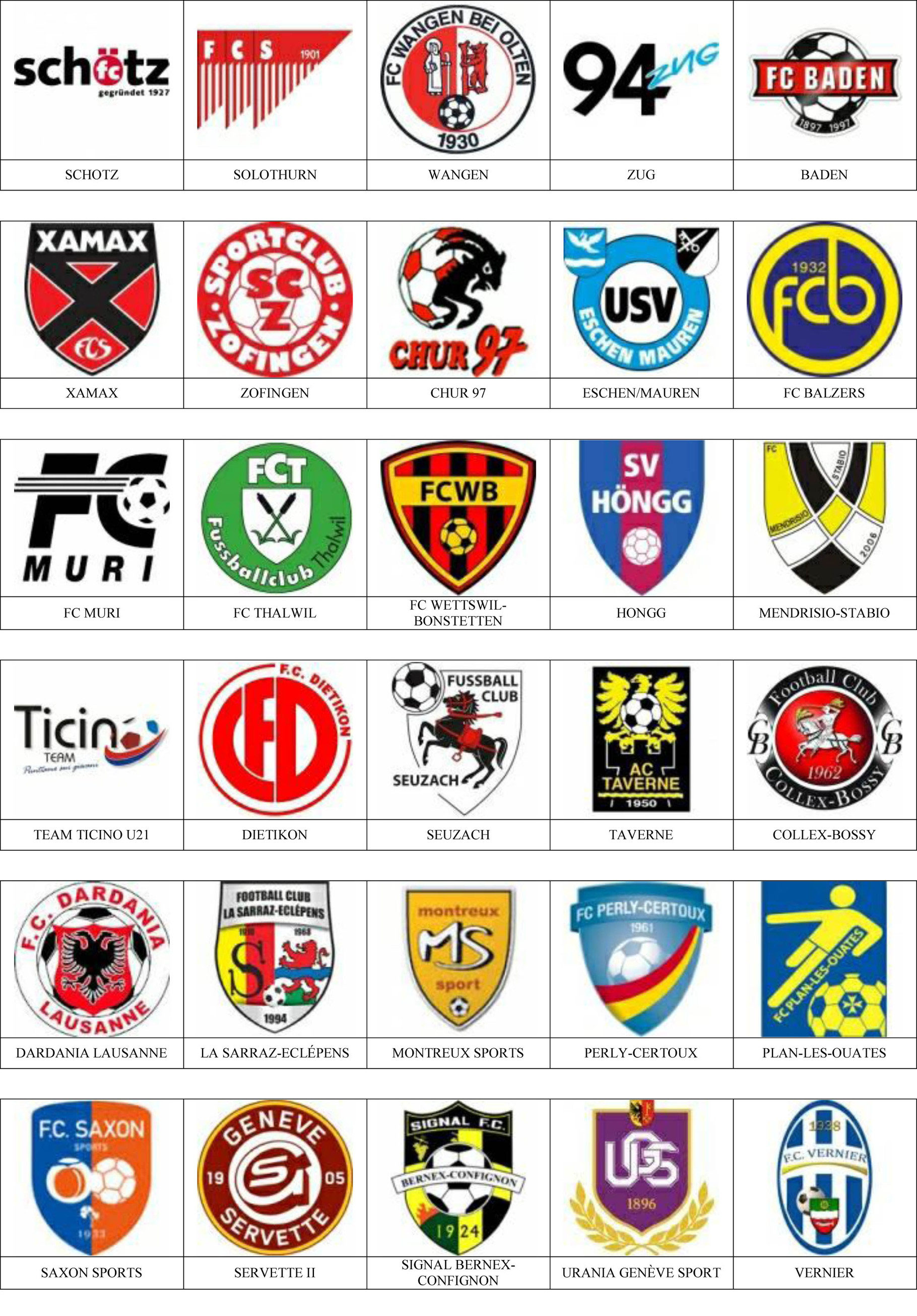 Suiza Pins De Escudos Insiginas De Equipos De Fútbol