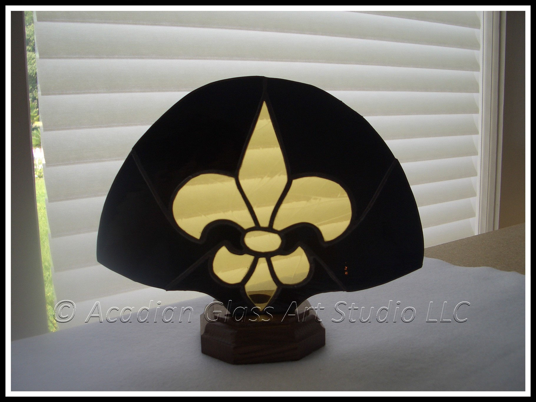 Stained Glass Fan Lamps Picture Gallery Acadian Art Studio Llc Black And Gold Fleur De Lis Accent Lamp