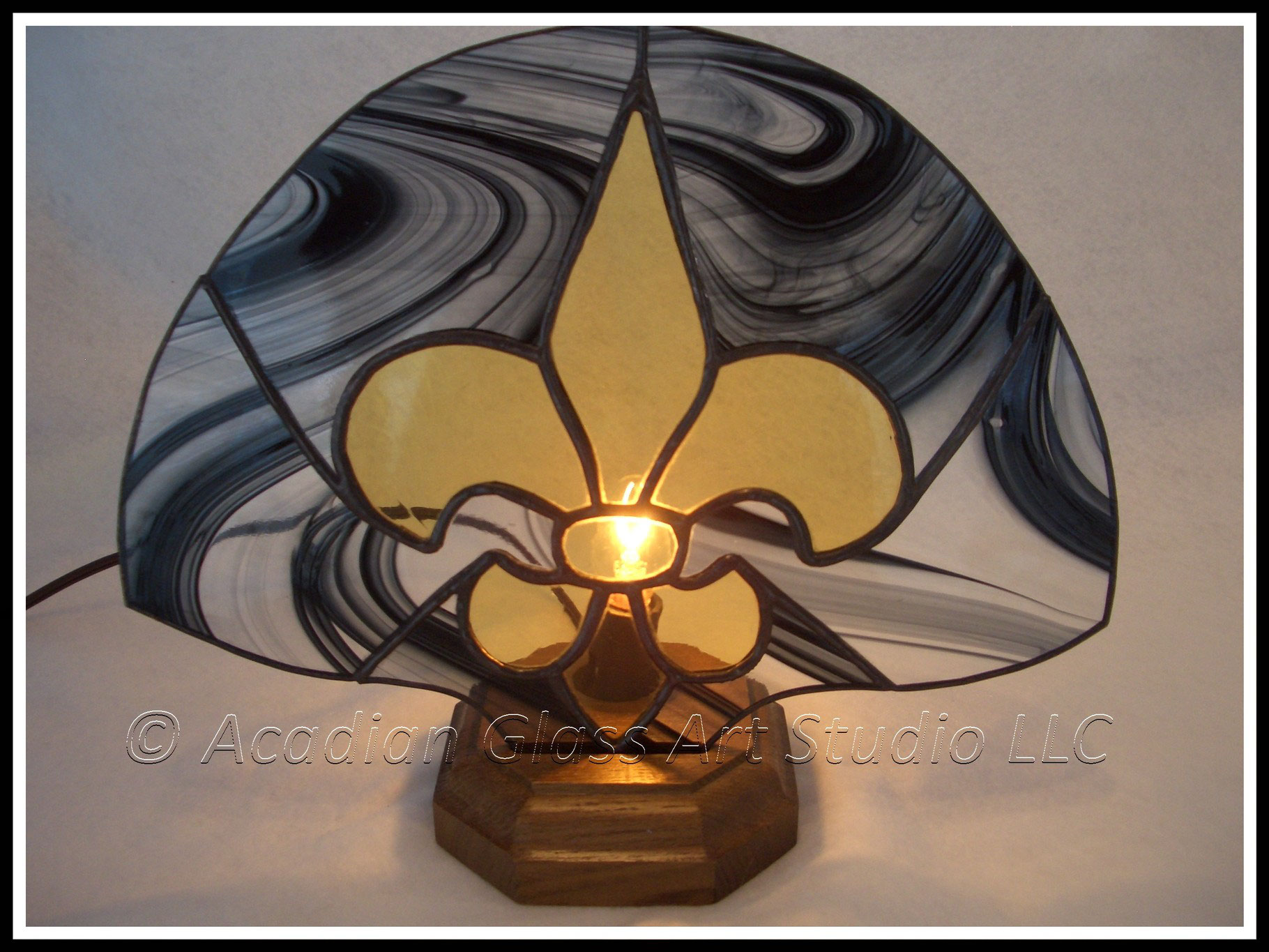 Stained Glass Fan Lamps Picture Gallery Acadian Art Studio Llc Black And Gold Fleur De Lis Accent Lamp