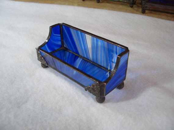 Business Card Holders Picture Gallery Acadian Glass Art Studio Llc Stained Glass Business Card Holder Tiffany Style Cobalt Blue Baroque