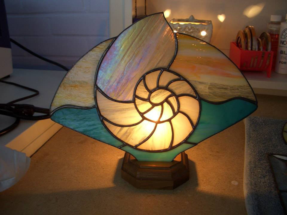Stained Glass Fan Lamps Picture Gallery Acadian Art Studio Llc Nautilus S Stained Glass Accent Lamp