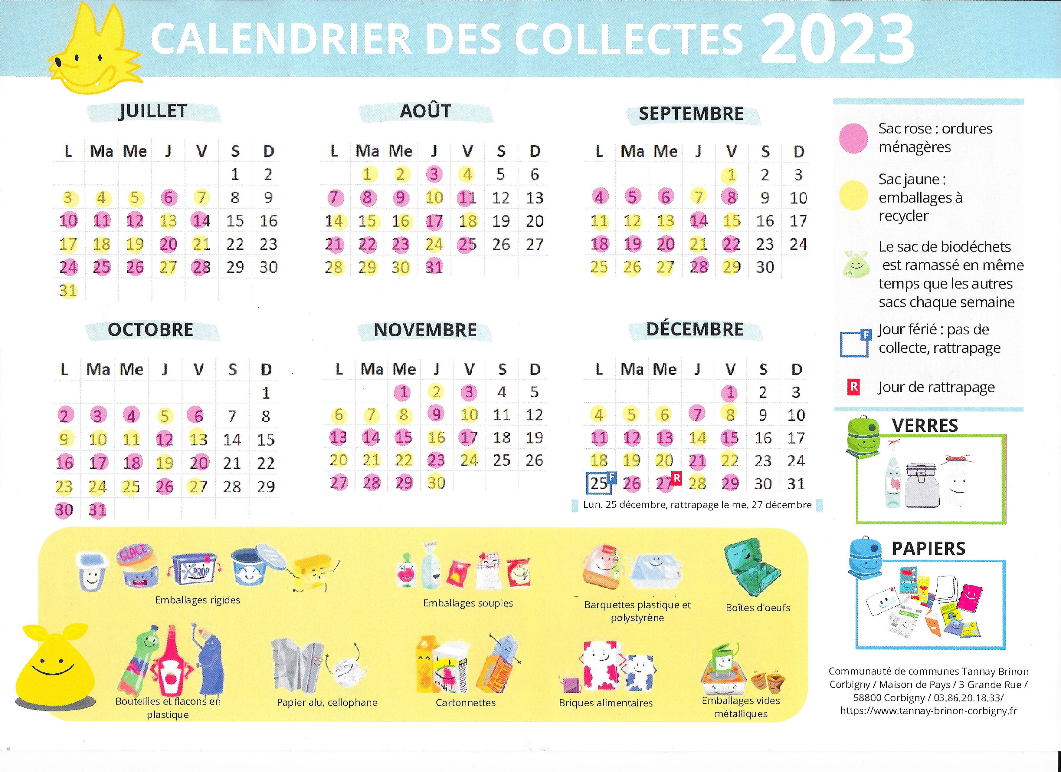 Calendrier de ramassage des déchets ménagers 2024 Gacogneenmorvan