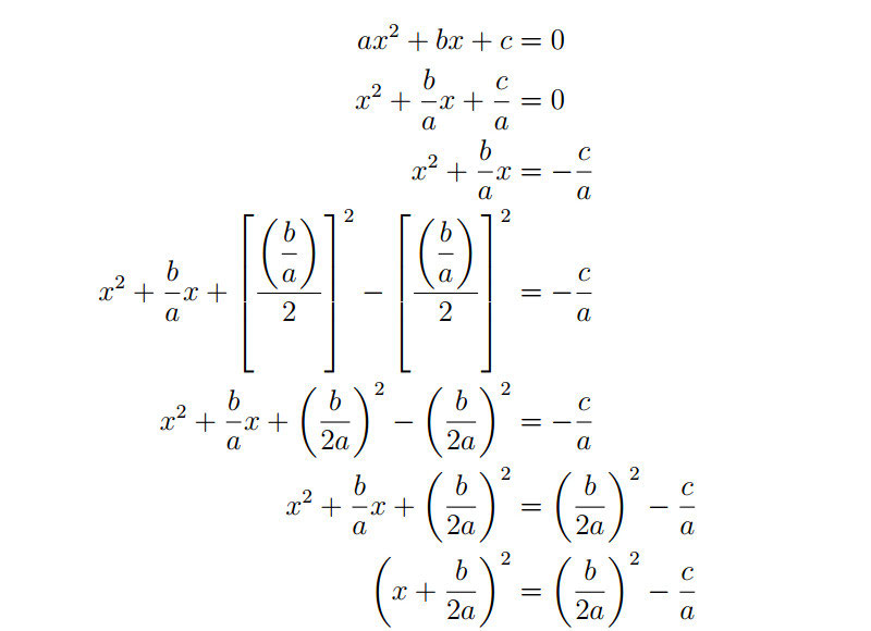Derivation of the Quadratic Formula Rob's Private Math Tutoring