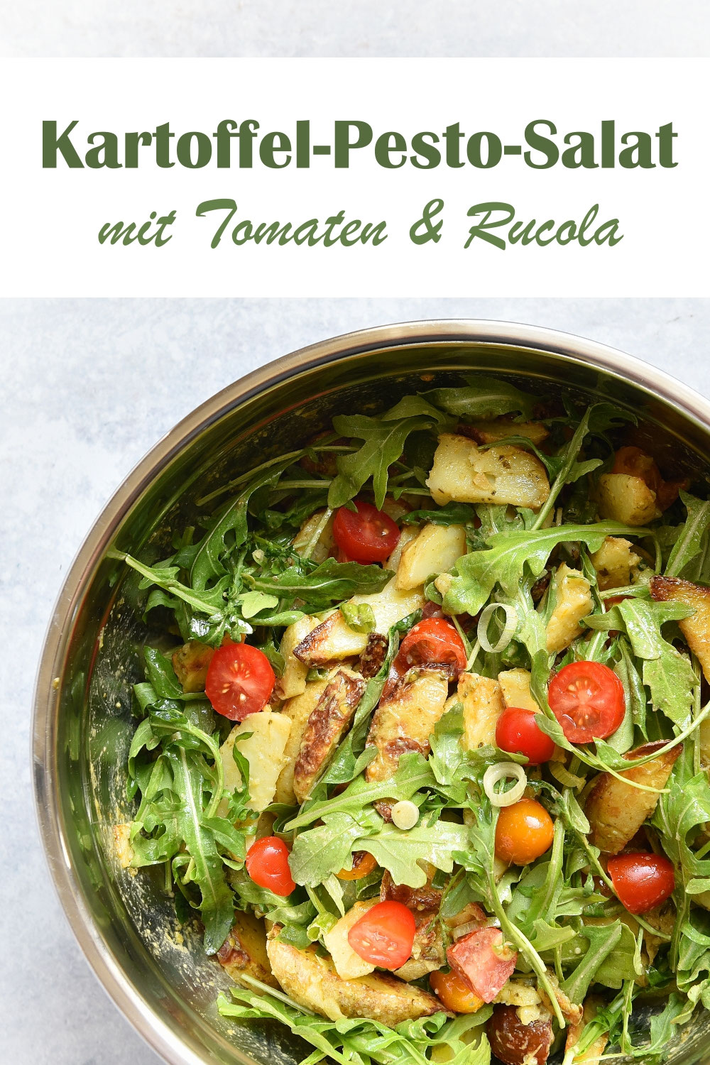 Kartoffel-Pesto-Salat. Mit Rucola & Tomaten. - mix dich glücklich ... Kartoffel-Pesto-Salat. Mit Rucola & Tomaten. - mix dich glücklich ...