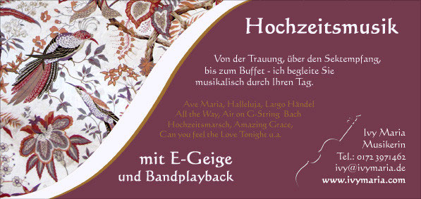 Musik Zur Hochzeit Ivy Maria Art And Music Livemusik