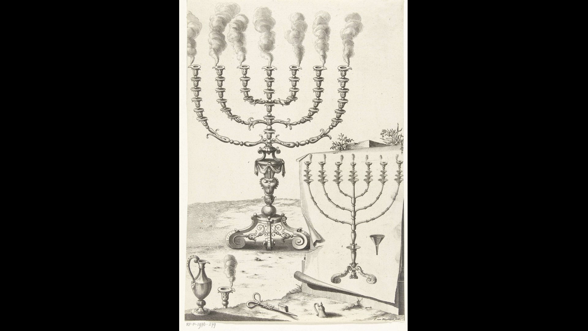 ANCIENT AND NEW MENORAHS - 18th Century - Divisions Structure Bible Menorah