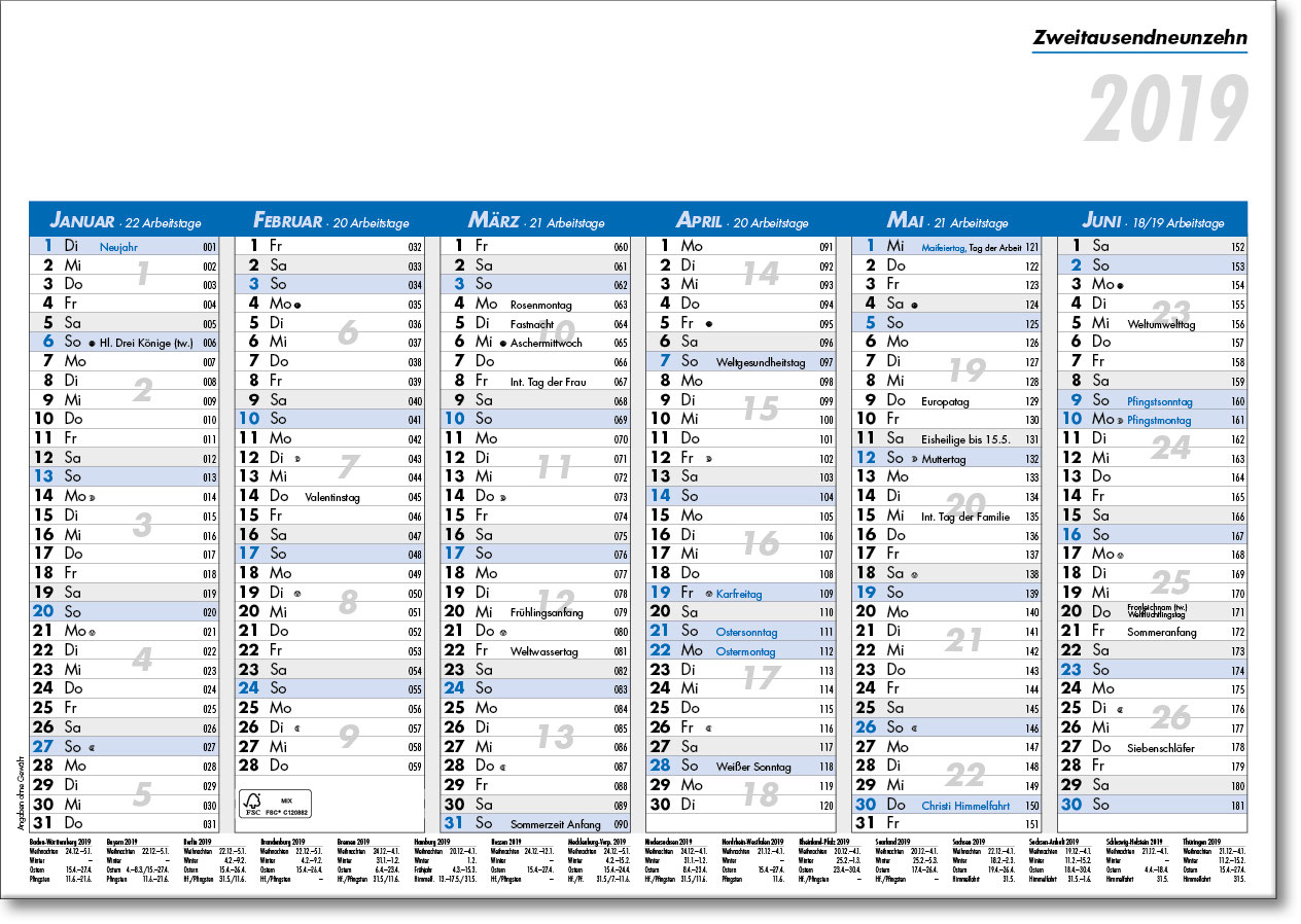 Tafel-Kalender Format DIN A4 und DIN A5 - kalender-center.de