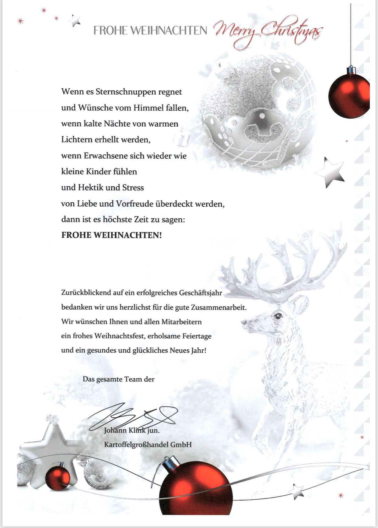 Frohe Weihnachten und einen guten Rutsch ins Jahr 2018! Kartoffel