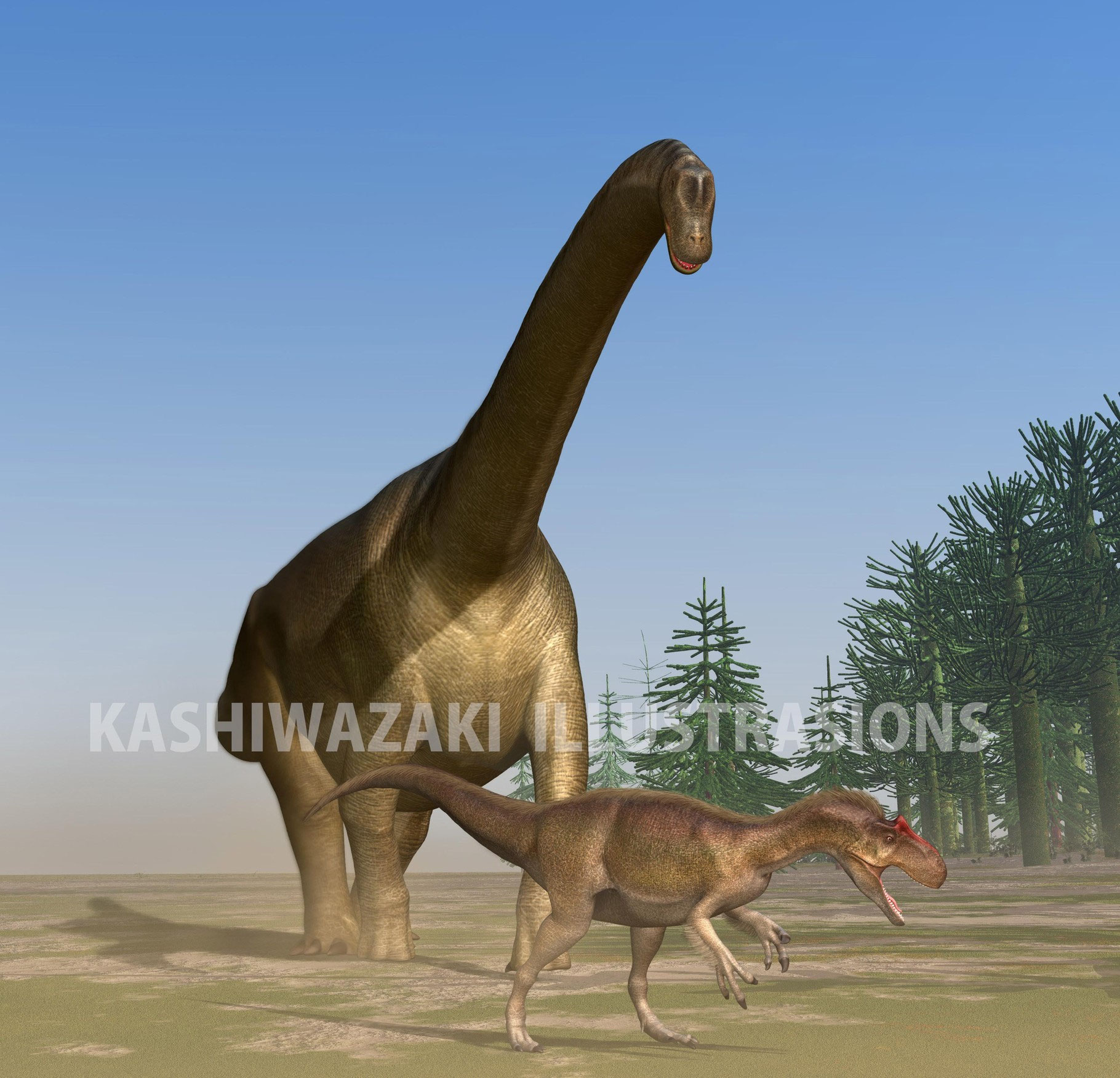 NEW ブラキオサウルス - 柏崎義明 3D恐竜イラストレーション