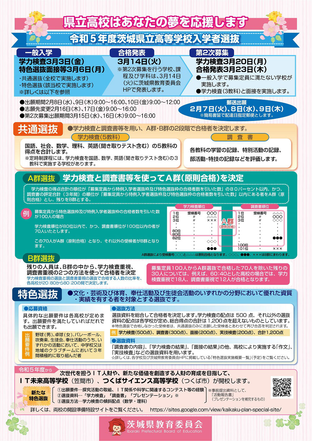 県立高 入試リーフレット（県教委発行）
