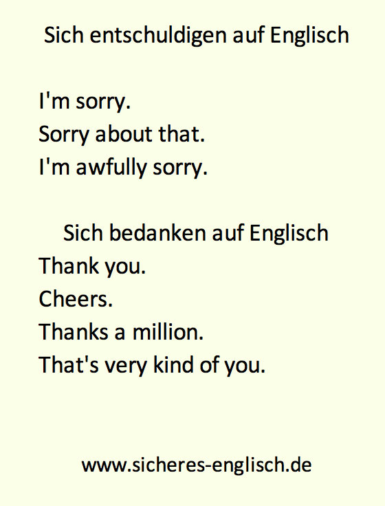 Danke und Entschuldigung auf Englisch Englisch lernen