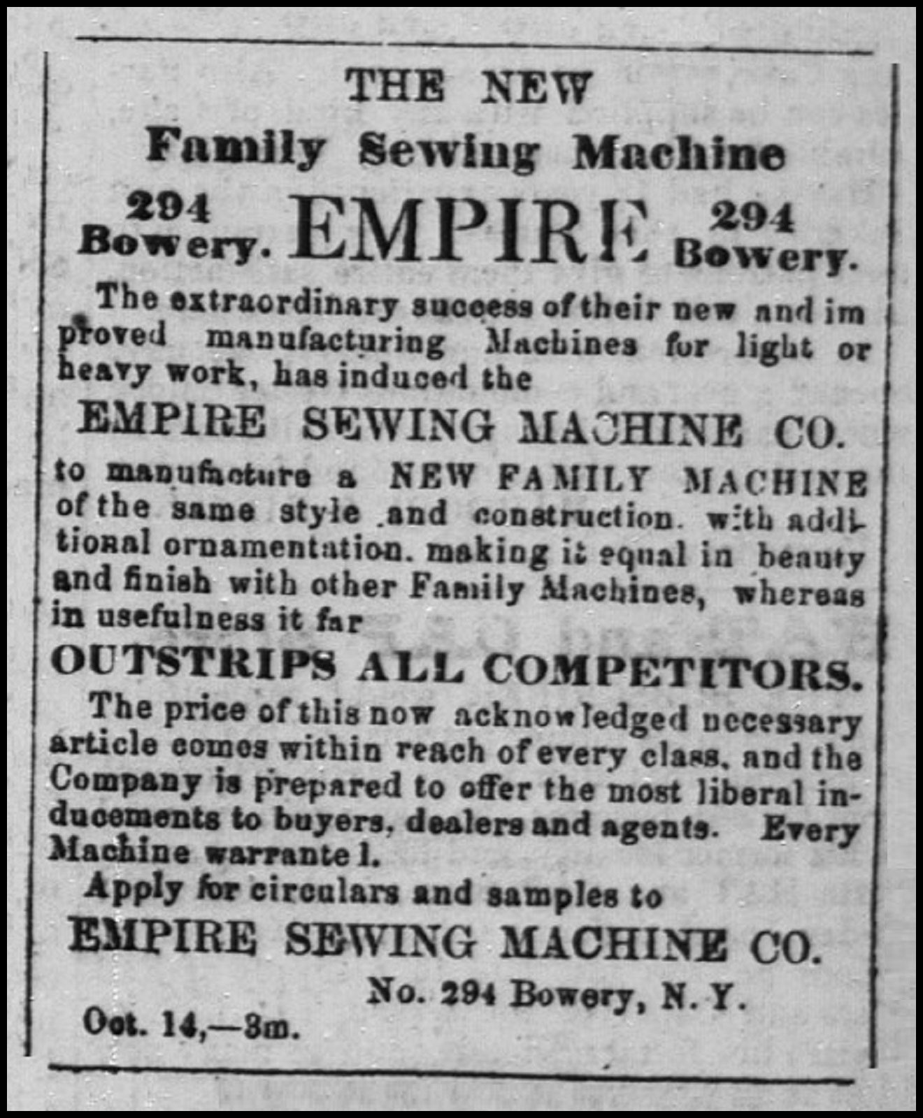 EMPIRE SEWING MACHINE COMPANY Fiddlebase