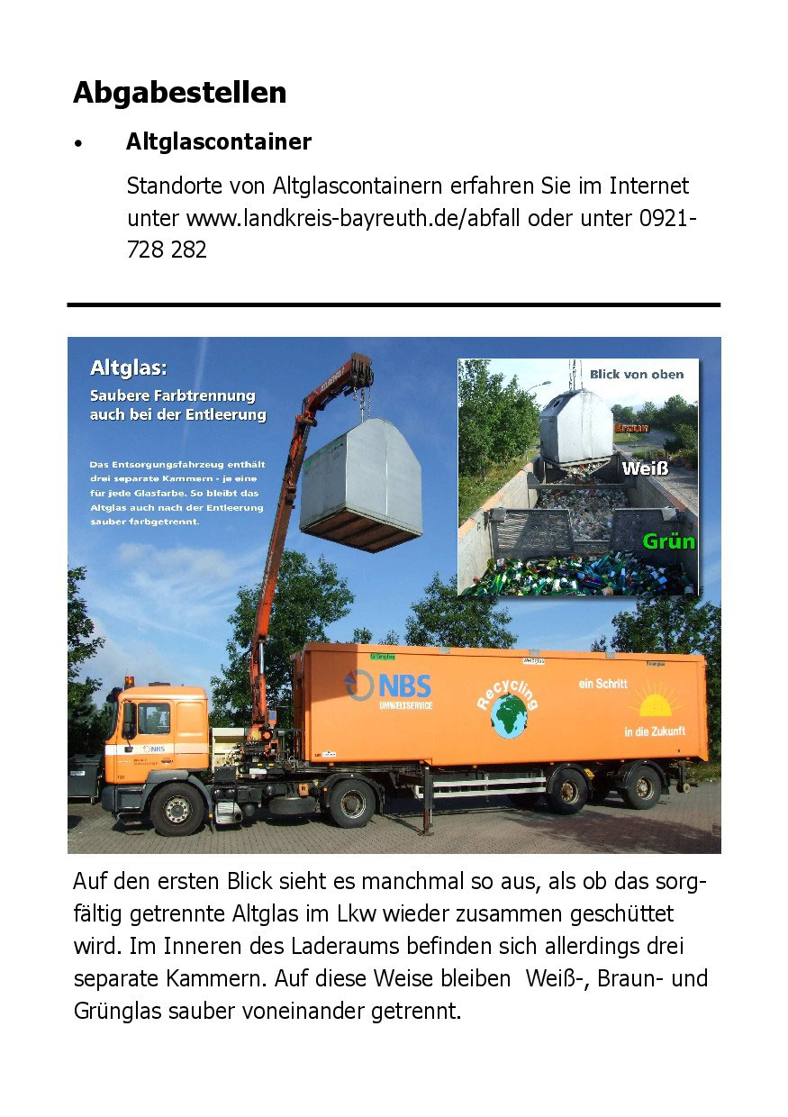 Altglas Recyclinghof Wertstoffhof Heinersreuth