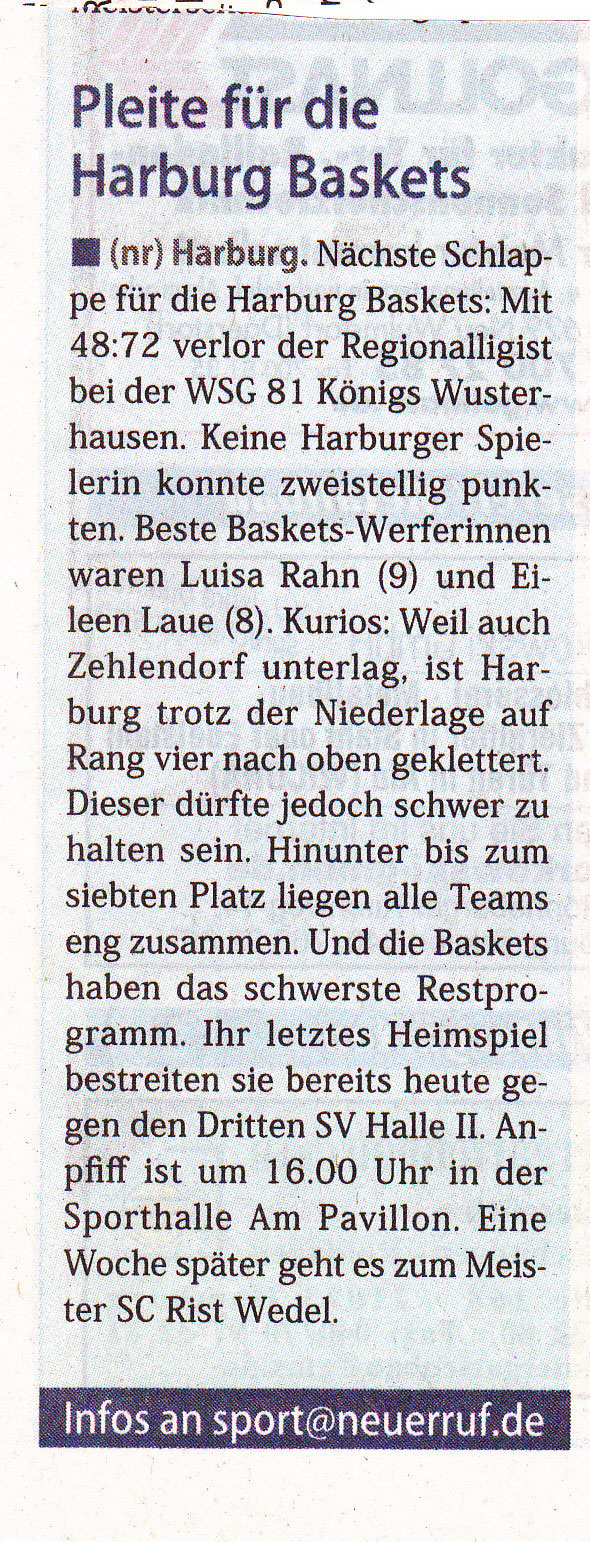Pressearchiv Saison 13 14 Harburg Baskets