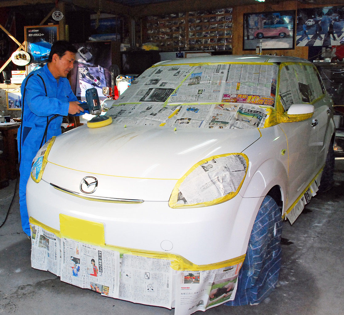 マツダ ベリーサ Verisa 中古の磨き ボディガラスコーティング 飯野自動車コーティング 実績31年 マツダ ベリーサ Verisa 中古の磨き ボディガラスコーティング 飯野自動車コーティング 実績31年
