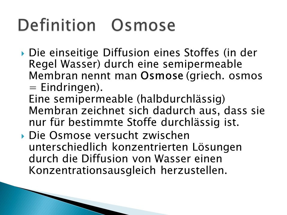 Osmose und Diffusion Schule CvW