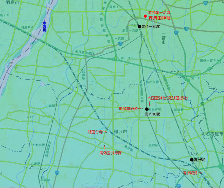 真清田神社 尾張国一の宮 全国史跡巡りと地形地図 真清田神社 尾張国一の宮 全国史跡巡りと地形地図
