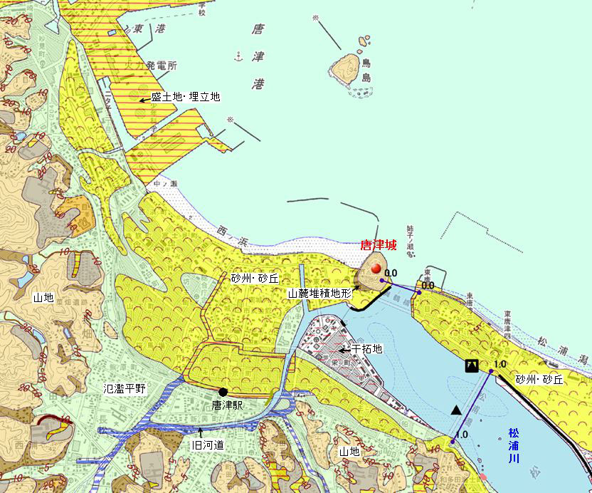 肥前国 唐津藩 - 全国史跡巡りと地形地図