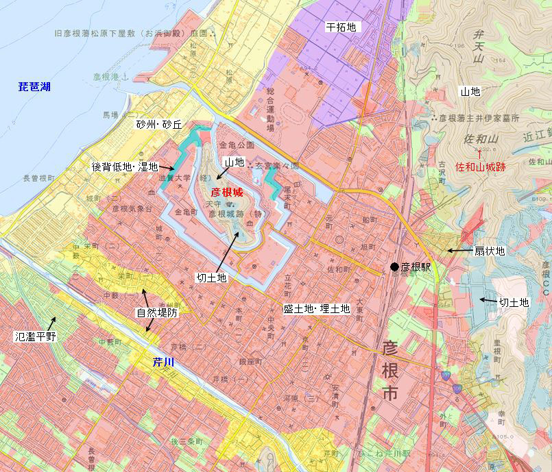 近江国 彦根藩 - 全国史跡巡りと地形地図