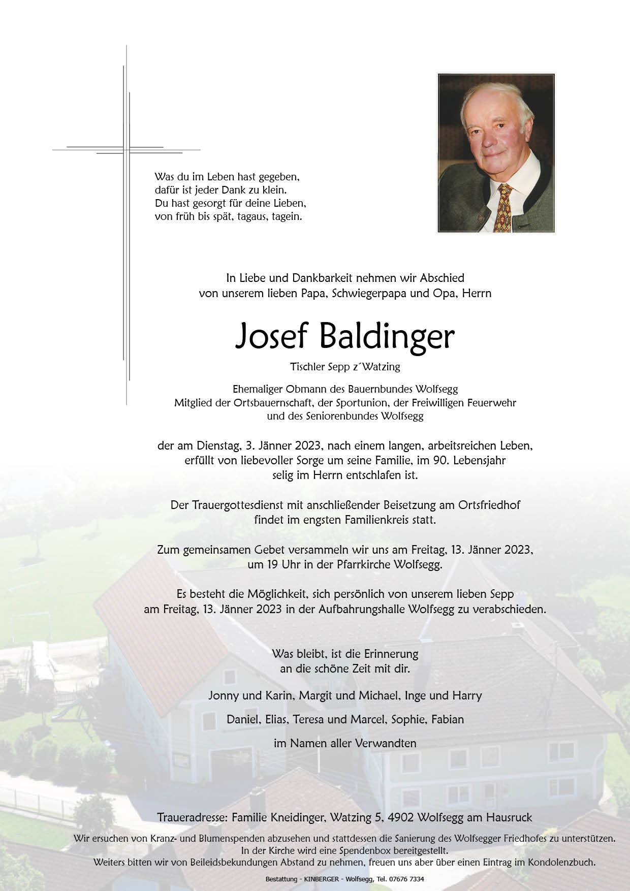 23.01.03 Josef Baldinger Kinberger Bestattung Wolfsegg a.H.